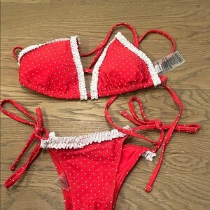Glassons Red and White Bikini Top